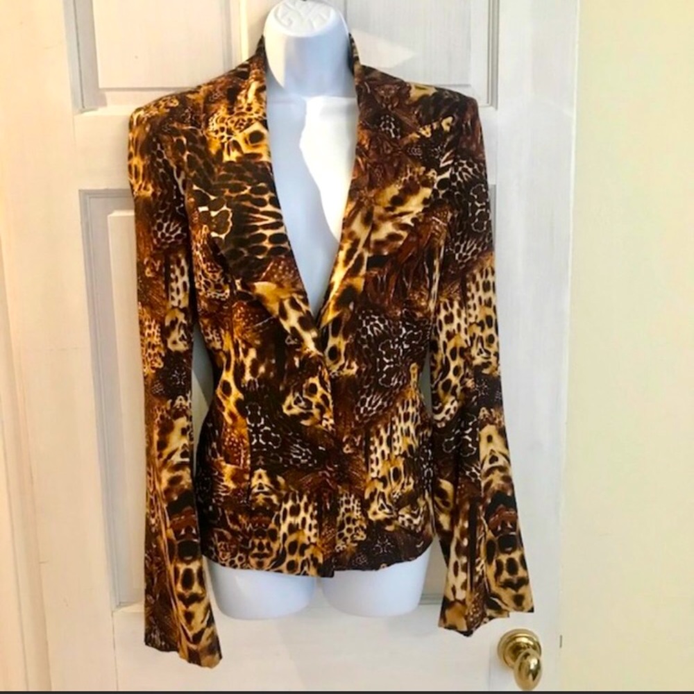Italian, leopard print, silk blazer